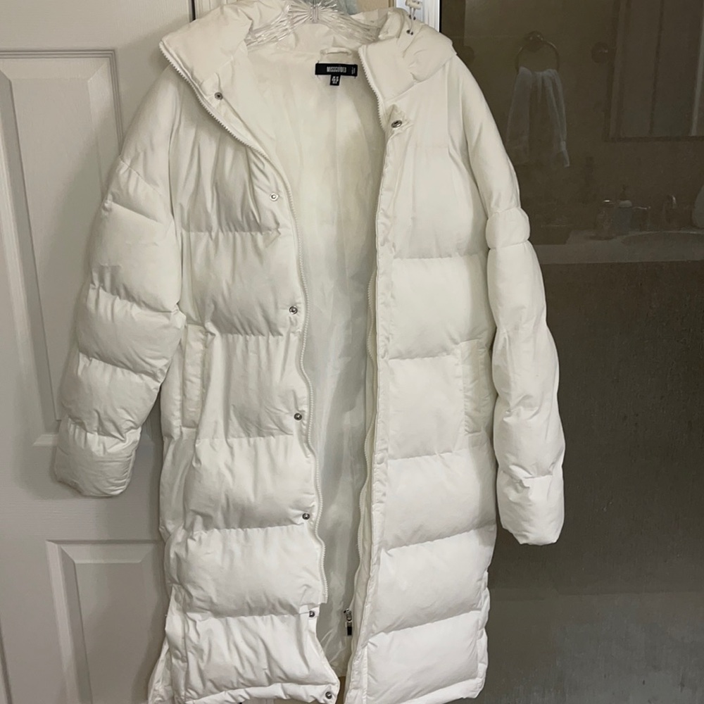 Miss guided white long puffer coat
